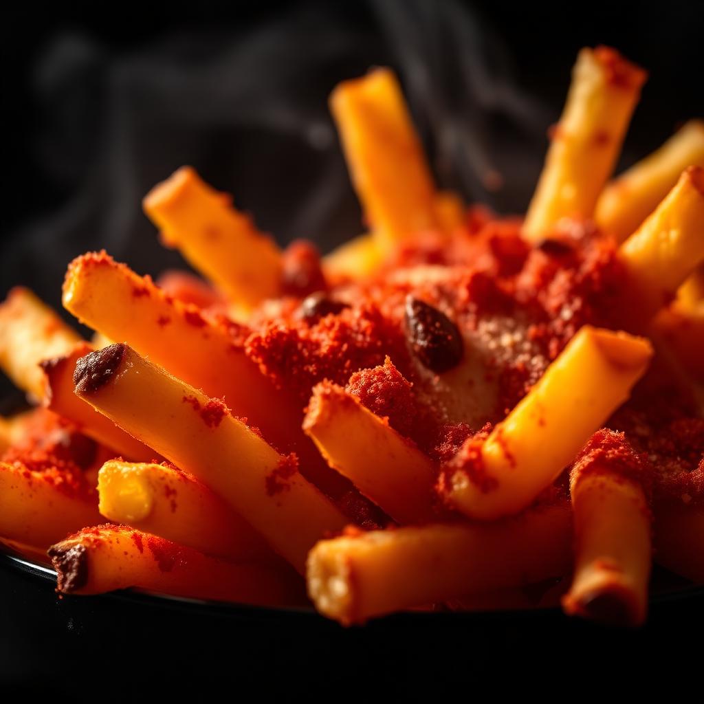 Fries crusted with vibrant seasoning
